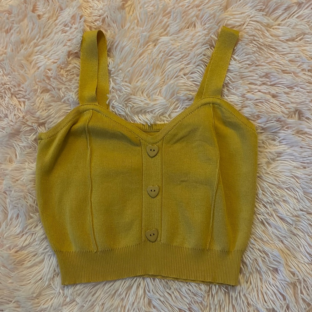 Yellow Cropped Tank Top